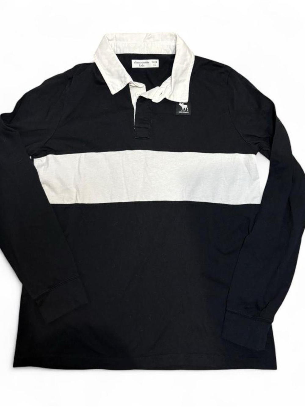 abercrombie kids Black and White Rugby Polo